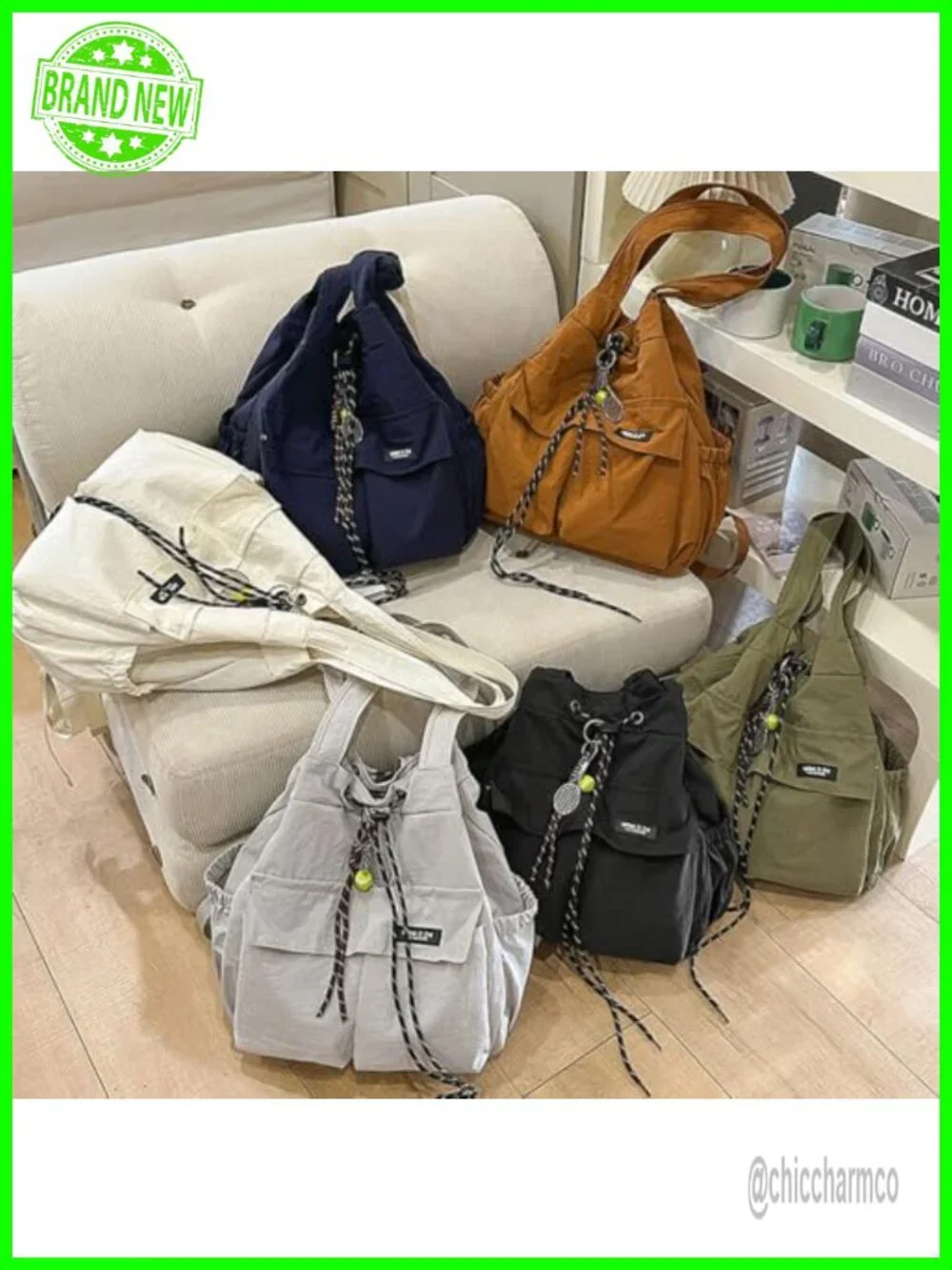 Nylon Slouchy Hobo Tote Bag Convertible Shoulder Backpack